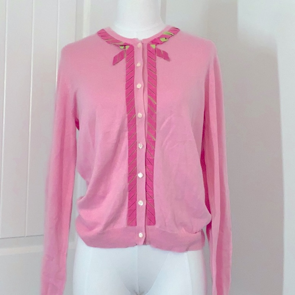 J.McLAUGHLIN Ribbon Trim Cardigan
